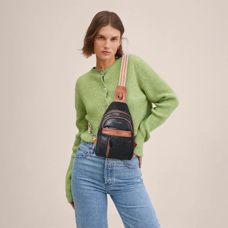 LATMAP 7L Sling Bag For Women Men Backpack Fanny Pack Crossbody Chest Travel Shoulder Belt Bags Purse Handbag PU Leather - Image 2